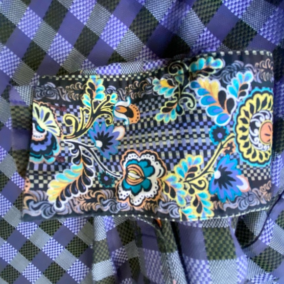 Robert Graham Purple Check Cotton Lightweight Embroidery Cuffs Shirt - Sz-2XL - Picture 7 of 16